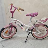 Bici bambina united flowers, 16'', bianca e rosa