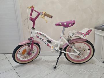 Bici bambina united flowers, 16'', bianca e rosa