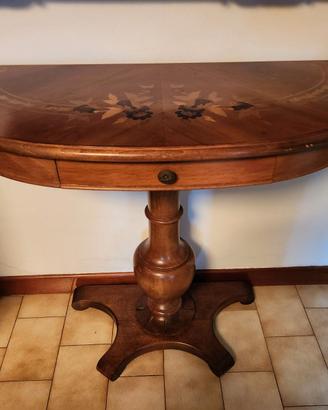 Consolle in legno a mezzaluna stile antico
