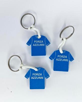 3 Portachiavi/ciondoli  maglietta "Forza Azzurri"