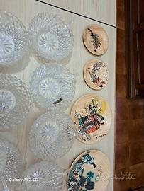 Lotto Stoviglie Vintage in Cristallo ,vetro e legn