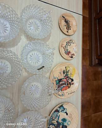 Lotto Stoviglie Vintage in Cristallo ,vetro e legn