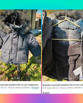 bambino giubotto inverno 3-6 mesi nuovo!!