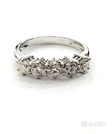 Anello Riviera 5 Diamanti in Oro bianco 18 kt