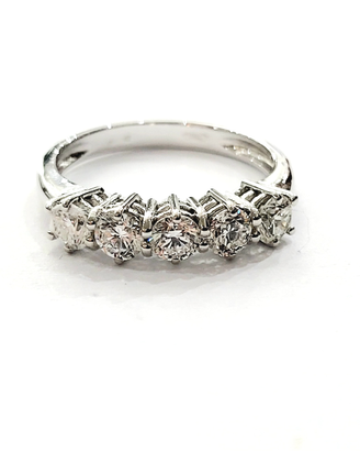 Anello Riviera 5 Diamanti in Oro bianco 18 kt