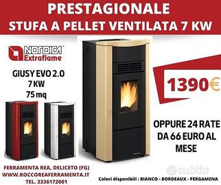 STUFA A PELLET VENTILATA, NORDICA, GIUSY EVO 7 KW.