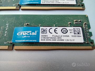 RAM DDR4 16GB (2x8GB) Crucial 2400MHz DIMM