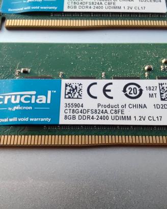 RAM DDR4 16GB (2x8GB) Crucial 2400MHz DIMM