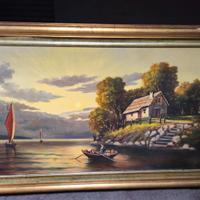 QUADRO GRANDE OLIO SU TELA PITTORE GIUSEPPE VIGANÒ