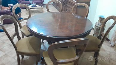 Tavolo rotondo in legno massello con 6 sedie 