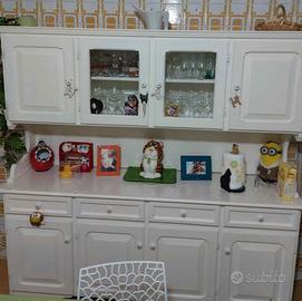 Grande credenza bianca in legno pino di Svezia 