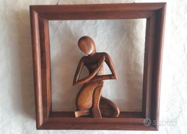 Quadro-scultura moderna etnica in legno