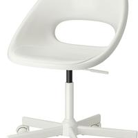 Sedia girevole con ruote bianca