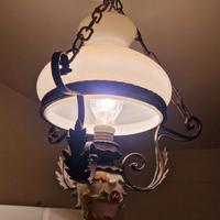 LAMPADARIO CERAMICA BASSANO DIPINTA A MANO + CAPPA