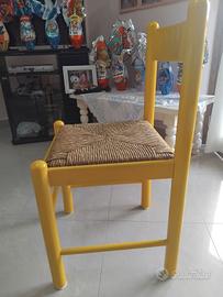 6 sedie in legno ritinteggiate di colore giallo