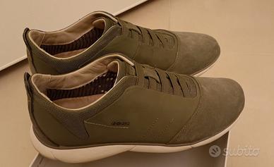 GEOX scarpe sneakers nebula uomo verde camoscio