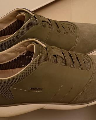 GEOX scarpe sneakers nebula uomo verde camoscio