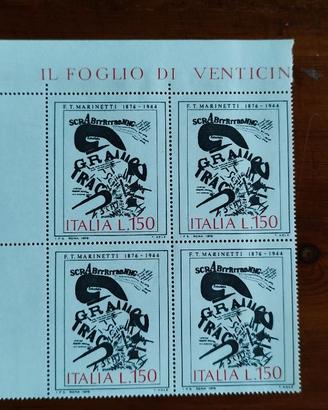 Quartina francobolli arte italiana Marinetti