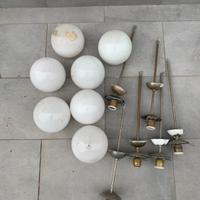 Lampadari anni 50 palla vetro bianco