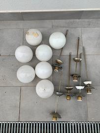 Lampadari anni 50 palla vetro bianco