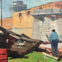 Dipinto -Piero Marchi - Il Barcone - Livorno