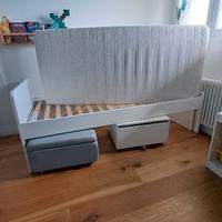 Letto bianco ikea con materasso e accessori