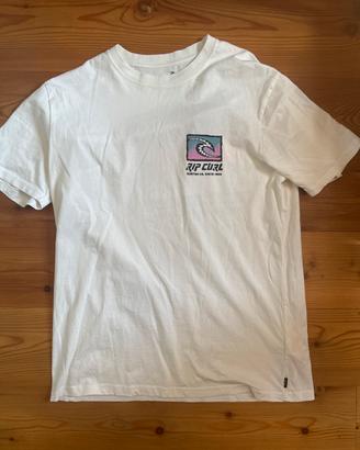 T-shirt bianca Rip Curl con stampa grafica retrò