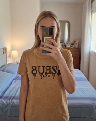 T-shirt corta GUESS ocra chiaro Tg M