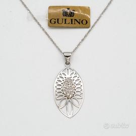Collana donna oro bianco 18 kt con zirconi E.230