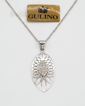 Collana donna oro bianco 18 kt con zirconi E.230