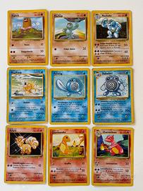 Lotto 9 carte pokemon vintage set base ita