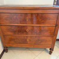 Cassettone antico in olmo e radica metà 800