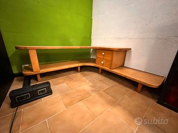 Mobile TV/Hi-Fi angolare in legno con 2 cassetti