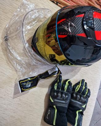 casco-guanti + visiera trasparente 