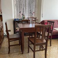 TAVOLO PER CAMERA DA PRANZO E 4 SEDIE ARTE POVERA