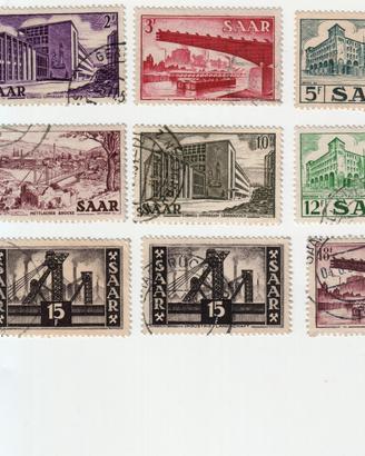 Francobolli Saar Francese 1952-55 Vedute usati