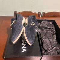Dolce&Gabbana Mocassini in suede blu con morsetto