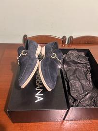 Dolce&Gabbana Mocassini in suede blu con morsetto