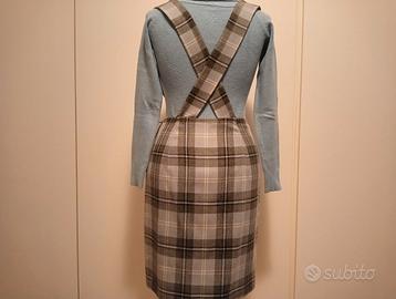 Gonna scozzese con bretelle