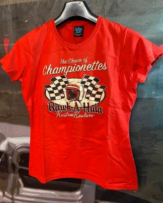 T-shirt donna Rawk-A-Hula vintage racing Taglia M