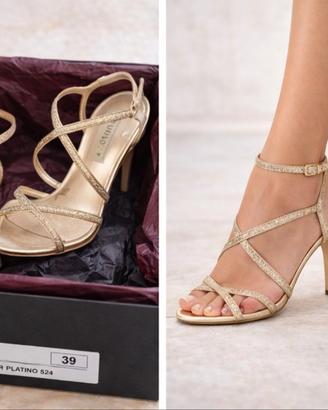 Sandali eleganti glitter platino Lopez – taglia 39