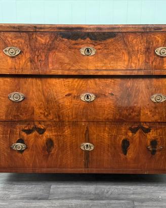 Antica Cassettiera Biedermeier comó in noce ‘800