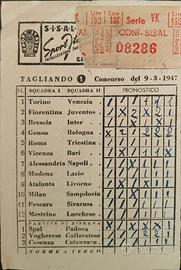 Schedina totocalcio SISAL d’epoca