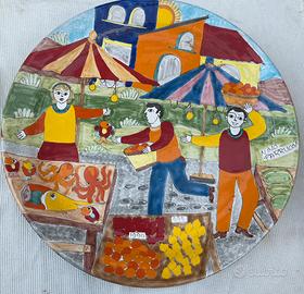 Gran piatto parete ceramica Nino Parrucca 45cm