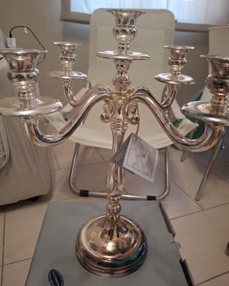 coppia candelabri  5 fiamme argento  800 nuovi
