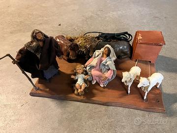 Presepe, natività, lavandaia, pescatore a motore