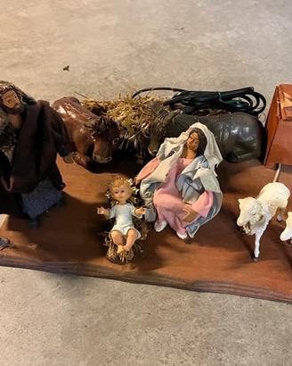 Presepe, natività, lavandaia, pescatore a motore