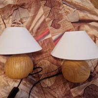Coppia Lampade Comodino Legno e Tessuto