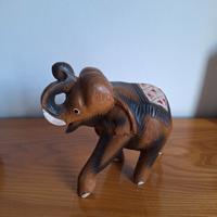 Elefante Portafortuna in Legno Intagliato - 18cm