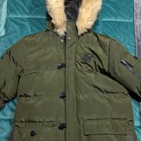 Parka SikSilk Verde Militare con Cappuccio 